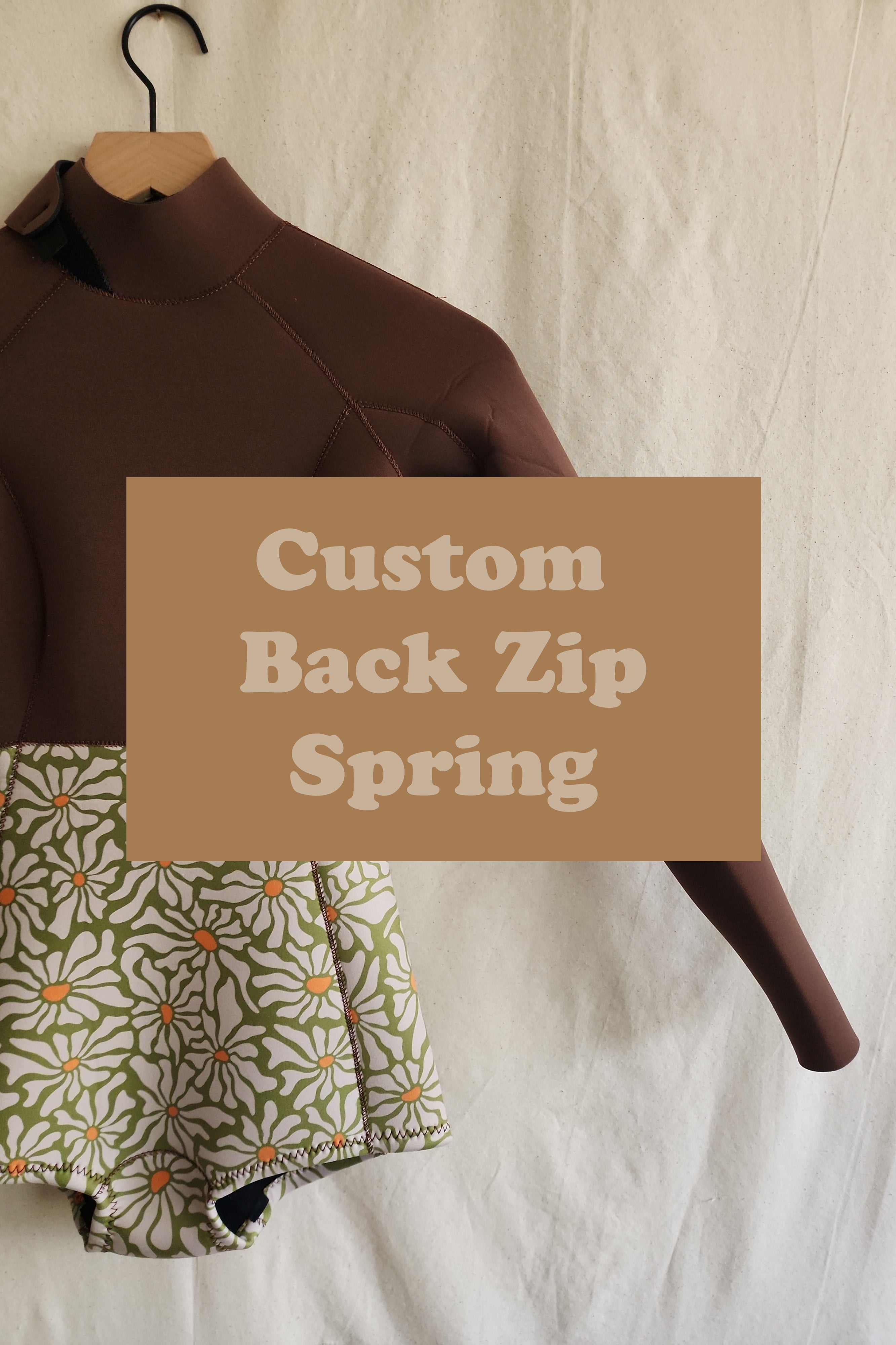 Custom -  Women / Back Zip Long Sleeve Springsuits / 2mm / Brown Top